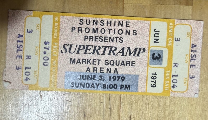 1979 SUPERTRAMP Concert Ticket Stub Market Square Arena Indianapolis Indiana 2