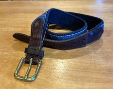 Vineyard Vines Lacrosse Print Red  Navy Blue Canvas Leather Belt. Size: 26