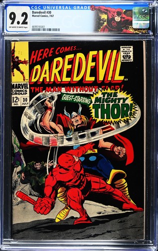 Daredevil #30 (1967) CGC 9.2 NM- OW/W Thor Battle Cover Retired Custom Label - Picture 1 of 2
