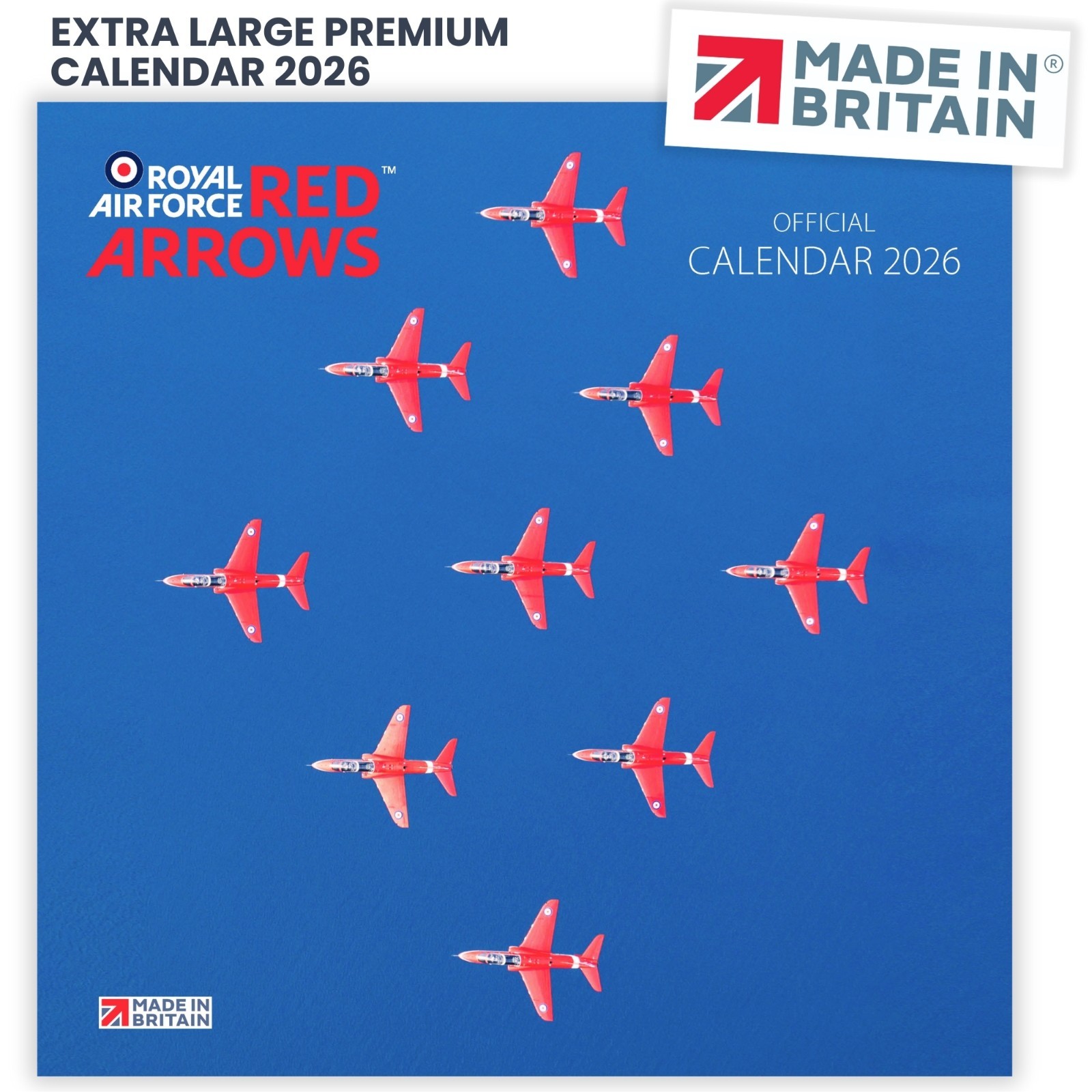 Calendar 2026 Red Arrows UK Holidays Official Large Wall RAF MADE IN BRITAIN®