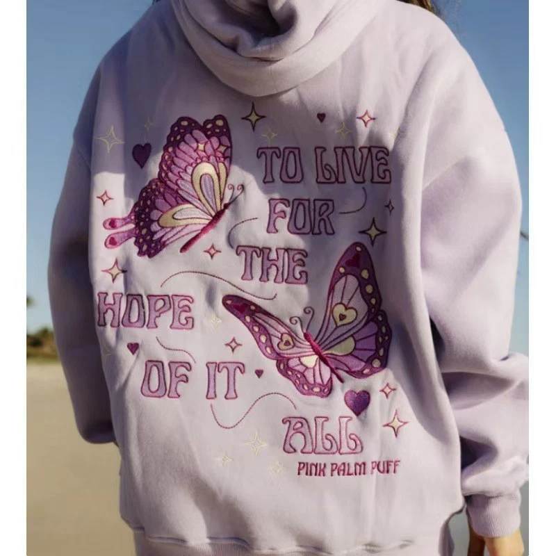 Sudadera con capucha Palm Puff para mujer manga larga estampado de letras linda sudadera con capucha gráfica Foto 3 de 4