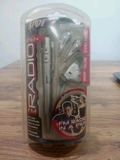 NEW Quasar FM Radio in a Pen with Stereo Earbuds Silver 2003 Vintage NOS