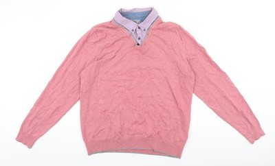 Marks and Spencer Damen Pullover Pulli rosa V-Ausschnitt Baumwolle Größe M - integriert