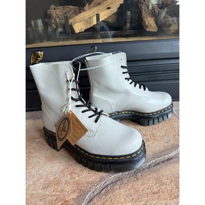 Doc Martens Size 8 Audrick Nappa Leather Platform Ankle Boots Cobblestone Grey