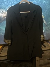Vintage Black Jacket Blazer with Gold Trim  Buttons Size Medium-Large