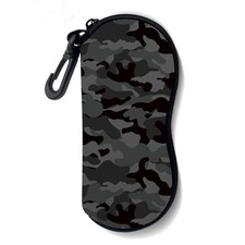 Sunglasses Soft Case, Ultra Light Portable Neoprene Zipper Black Camouflage