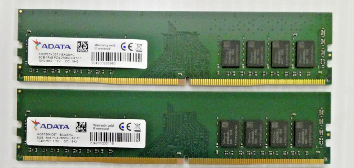 メモリ DDR4 2666 16GB (8GB x 2) ADATA ADATA 16GB (2x8GB) DDR4 PC4-2666V RAM Memory Kit AO2P26KC8T1