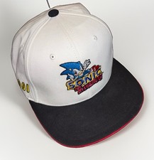 Vintage SEGA Sonic the Hedgehog White Black Snapback Hat Animation Video Game