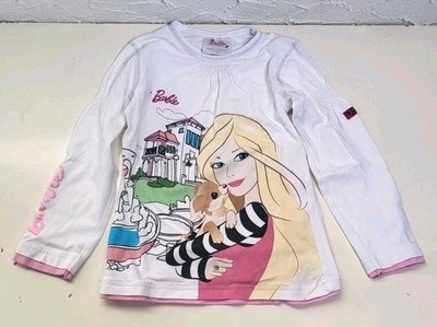 Barbie Mädchen Langarmshirt, Kinder Shirt, C&A, weiß, Mattel 2009, Größe 122