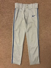 Nike Dri-Fit Youth Gray Baseball Pants size S Royal Blue Piping