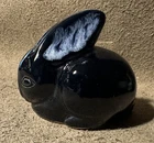 VAN BRIGGLE POTTERY DARK BLUE RABBIT FIGURINE PAPERWEIGHT ARLENE SHUCKHART