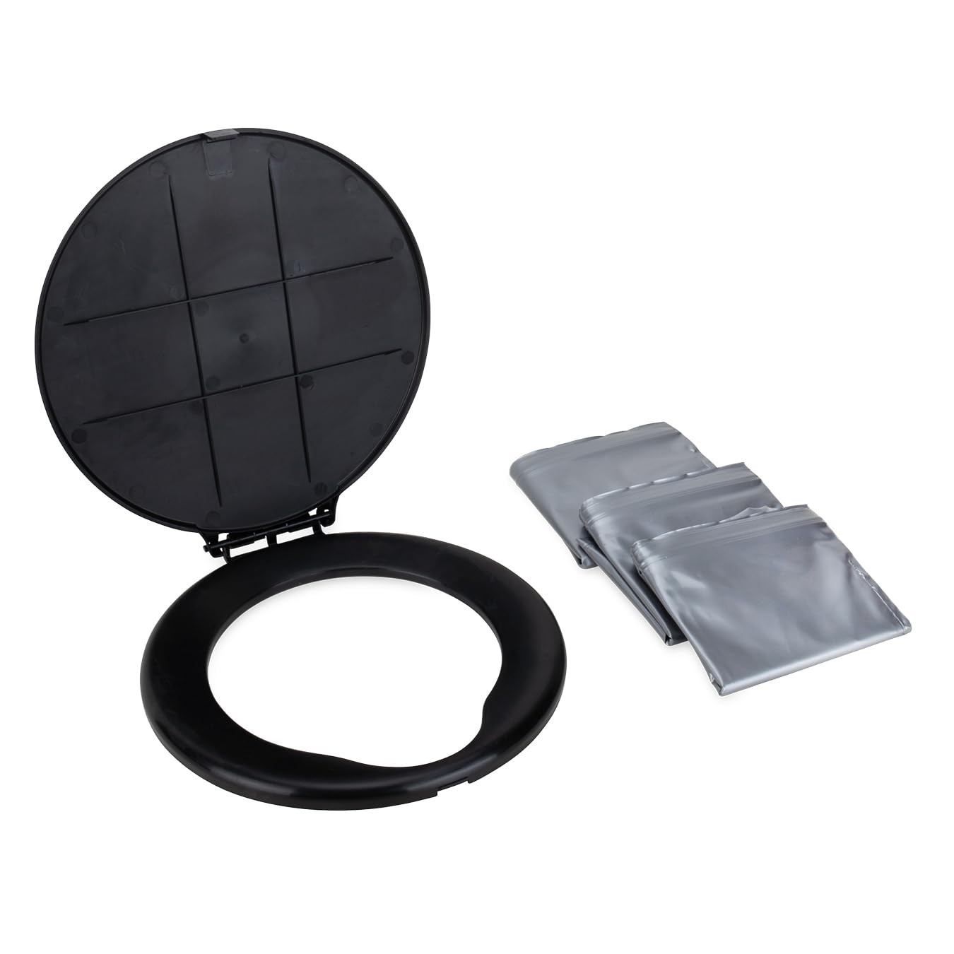 Camco Bucket Toilet Seat with Lid | Fits 5 Gallon Buckets | Pack of 1, Black