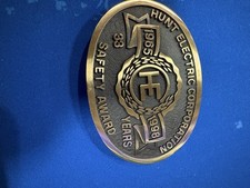 Hunt Electric Corporation 33 Years Safety Award Brass Belt Buckle