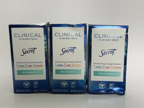 x3 Secret Clinical 72HR Soft Solid Free & Sensitive Deodorant 1.6oz