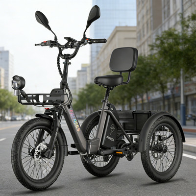 Fafrees F20 Mate II Elektro Dreirad 250W 20 Zoll 3-Rad E-Bike mit Korb 21AhAkku