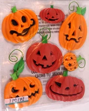 Pumpkins Jack o Lantern Jolee's Boutique 3-D Stickers Embellishments Panel of 7
