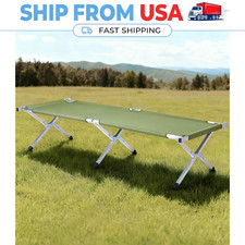 74.8" Outdoor Portable Camping Cot W/ Carrying Bag Army Green Camping Picnic Bed