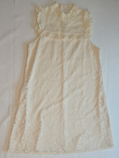 Ellison Lace Dress Elastic Neck size S sleeveless beige/cream/ivory preowned