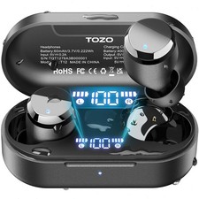 TOZO T12 Wireless In-Ear Earbuds Digital LED Display Headphones IPX8 Waterproof