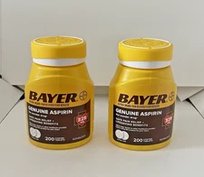 Lot Of 2 Bayer Genuine Pain Reliever 325mg  Fever Reducer Tablets 200ct EXP 2/26