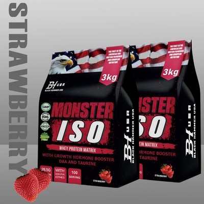 2PIC Monster ISO Whey Protein 6KG Strawberry  Premium Isolate | Black Hammer USA