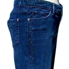 Cache Denim Rhinestone Embellished Jean Pant New Crop Straight Stretch NWT 98