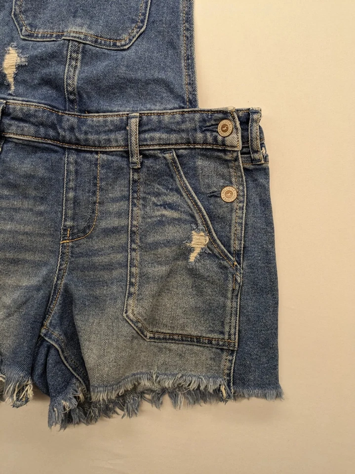 Hollister Damen Boyfriend Latzhose Gr. S Denim Jeans ausgefranster Saum 2142 - Bild 3 von 4