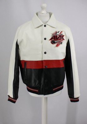 AVIREX HERREN VARSITY JACKE GESTICKTES LOGO MUSTER GRÖSSE M WEISS IB