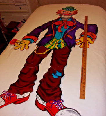 Vtg Halloween Clown Colorful Wall Hanging Cardboard Jointed Preowned Beistle 51''