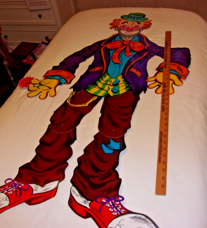 Vtg Halloween Clown Colorful Wall Hanging Cardboard Jointed Preowned Beistle 51"