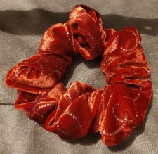 NEW Red scrunchie with glittery silver color swirls - extra large