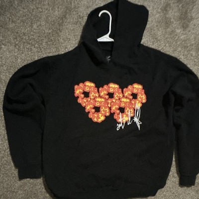 OFF-WHITE Men s Black Pullover Hoodie 2XL Graphic Logo Drawstring Pockets