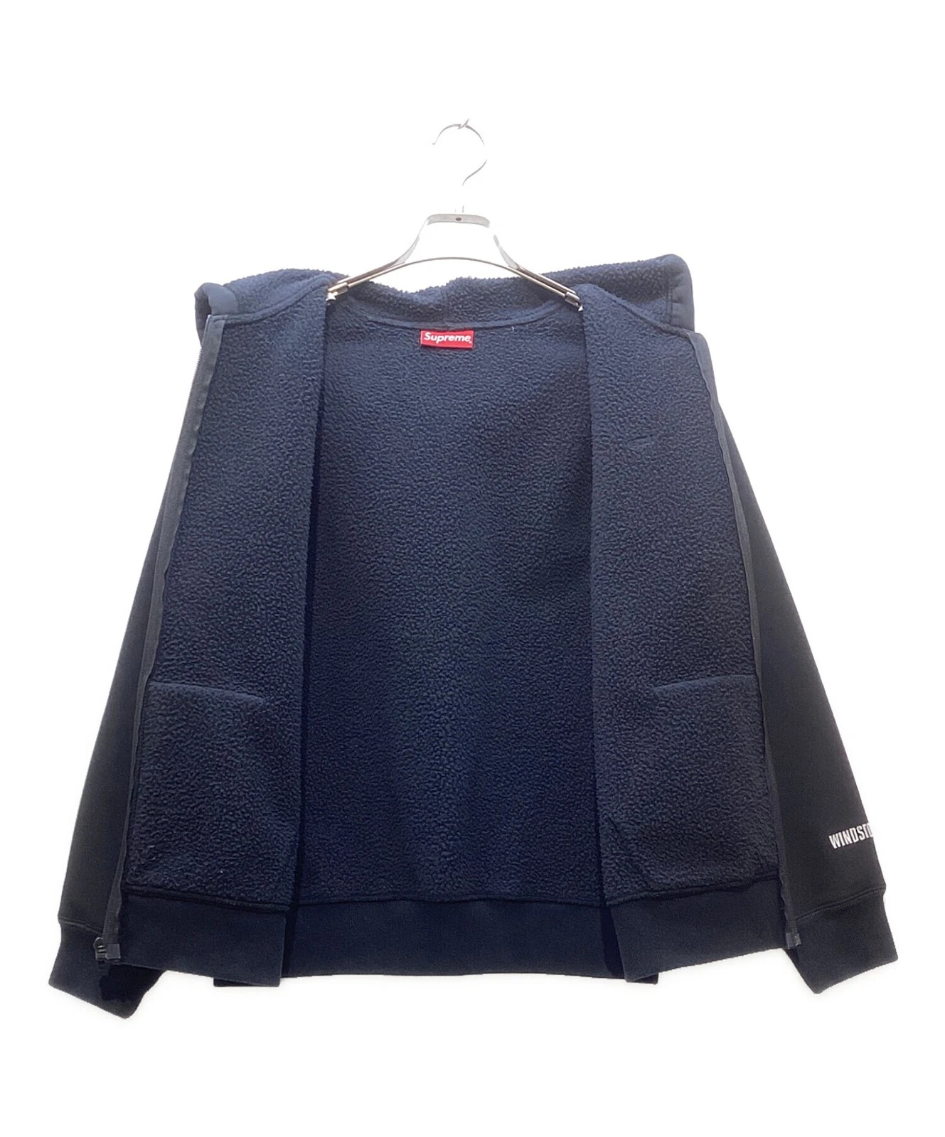 Felpa con cappuccio e zip SUPREME WINDSTOPPER taglia: small nera uomo