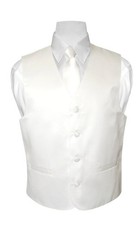 BOY'S Dress Vest  NeckTie Solid WHITE Color Neck Tie Set for Suit or Tuxedo