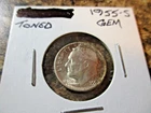 1955-S ROOSEVELT SILVER DIME GEM TONED      XO