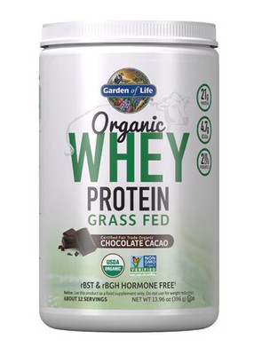 2 X Garden of Life Organic Whey Protein Grass Fed Chocolate Cacao -- 12 Servings