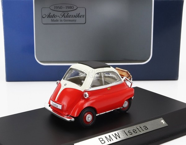 Modellauto Statisch Bmw Isetta 1960 Rot Weiss Modellbau Massstab 1/43-image