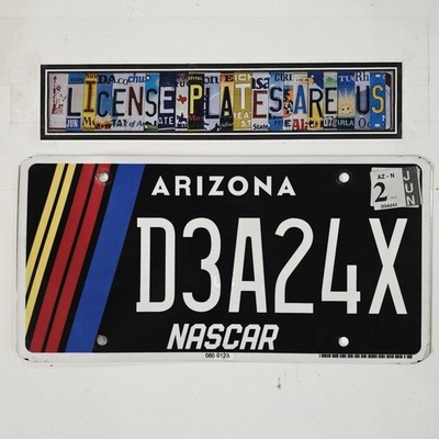 Arizona Nascar License Plate  FREE   RARE AZ Specialty Racing Tag D3A24X