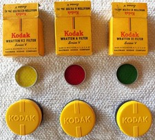 Vintage Kodak Filter Series V ?A? Red, "K2" Yellow and "X1" Green Filters