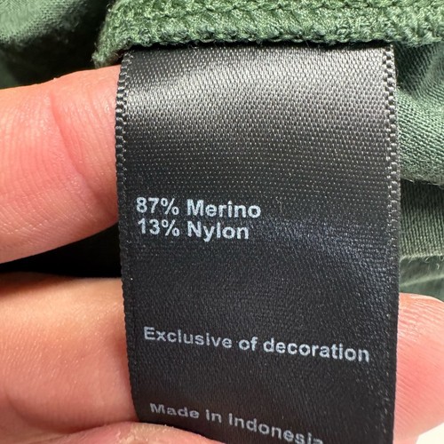 Camiseta Proof Para Hombre Mediana Verde Mezcla Lana Merino Camiseta Rendimiento Ligera - Imagen 3 de 5