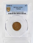 Certified 1909-S Indian Head Cent 1c PCGS VF35 San Francisco Mint Key Date