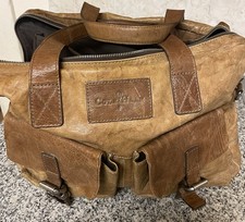 Vintage Distressed Brown Leather Messenger Or Shoulder Bag By Cole Hagan