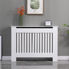 Radiator Cover Wall Mounted Modern MDF White Grey Oak Plain Slat Pattern Wooden