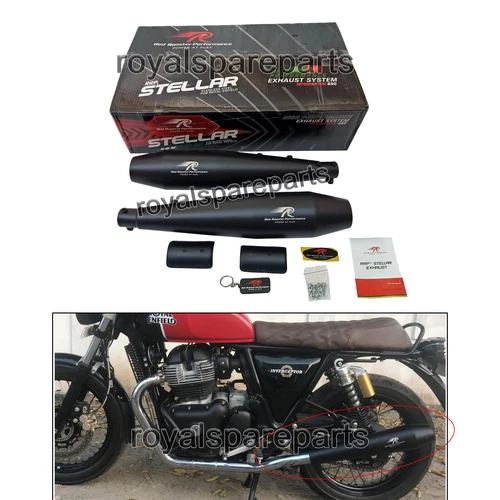 Fit For Royal Enfield GT Continental 650 Red Rooster Exhaust Silencer Black