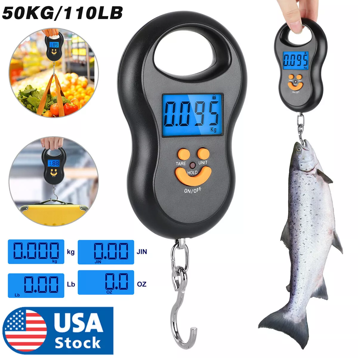 Luggage Weight Scale, 110lb/50kg Luggage Scale Fish Scale Hanging Scale  Luggage Scale for Suitcase, Fish Scales Digital Weight With Measuring Tape