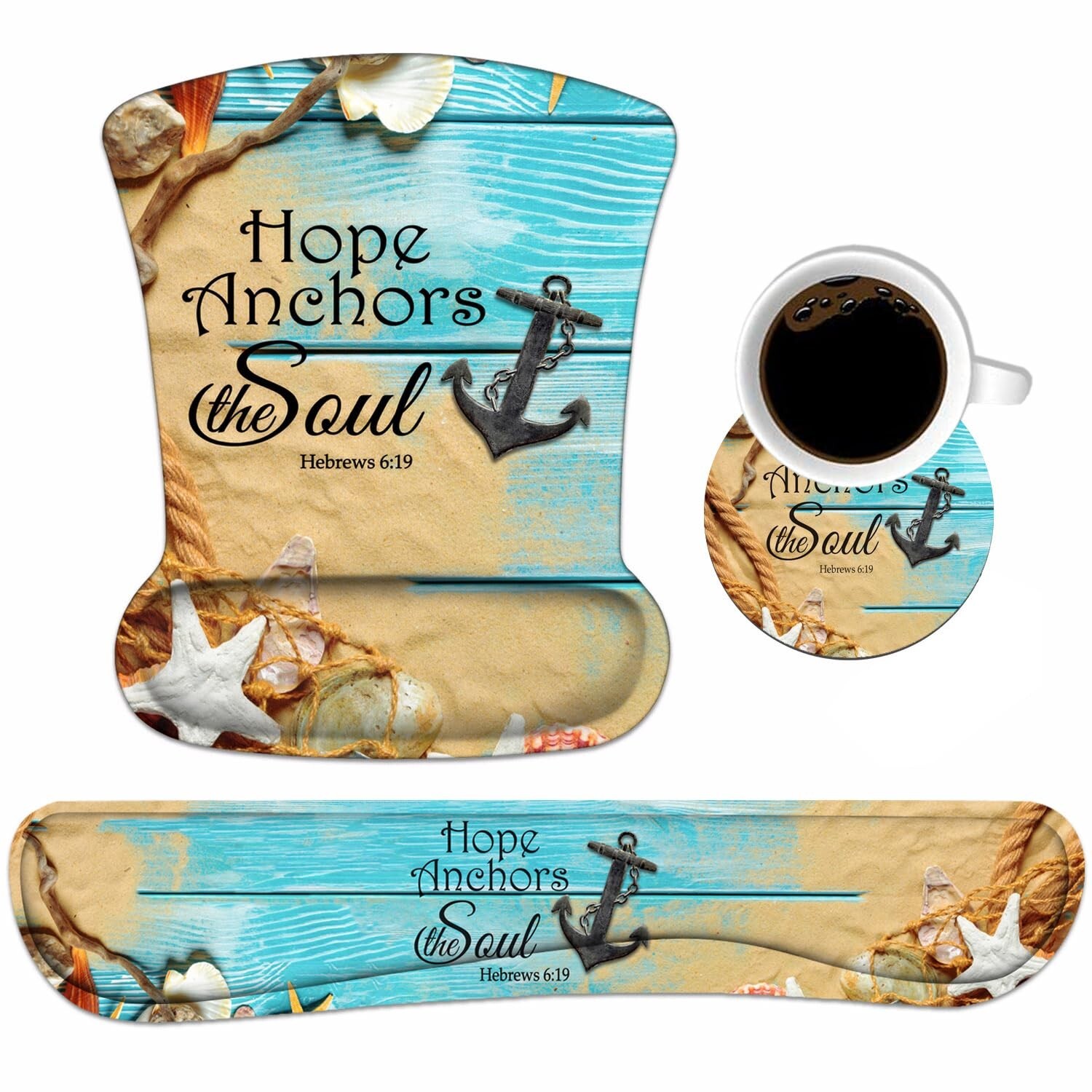 Ergonomic Keyboard and Mouse Wrist Rest Set with Non-Slip Coasters-image