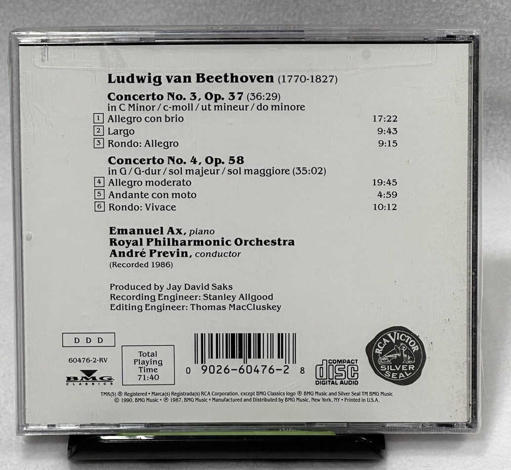 Beethoven: Piano Concertos Nos. 3 & 4 (CD, RCA) for sale online | eBay