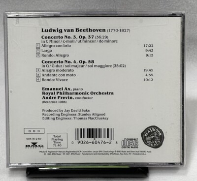 Beethoven: Piano Concertos Nos. 3 & 4 (CD, RCA) for sale online | eBay