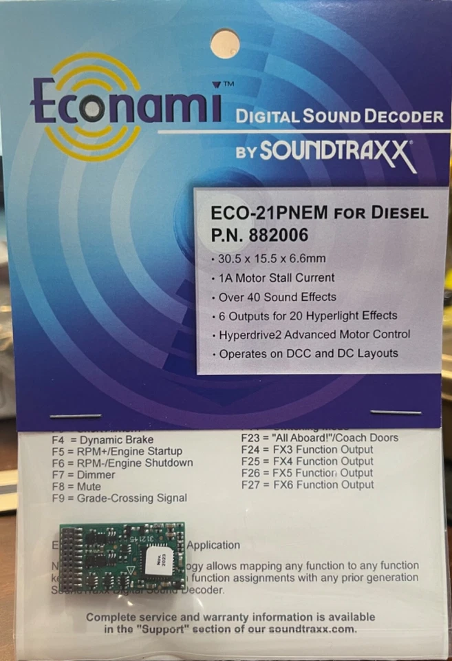 SoundTraxx Econami ECO-21PNEM For Diesel : DCC Sound Decoder 6 Function 882006 - Image 3 of 4