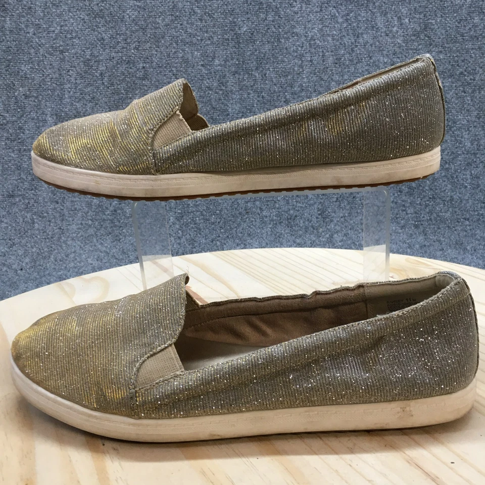 YUU Zapatos Mujer 11 M Ransey Sin Cordones Planos Plateados Punta Redonda Cómodos Parte Superior Baja Foto 2 de 4